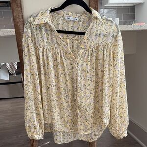 Zara Yellow Floral Print Blouse